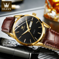 OLEVS Top Brand Luxury Men Classic Quartz Waterproof Watch Leather Strap Calendar Casual Business Fashion Man Watch Reloj Mujer